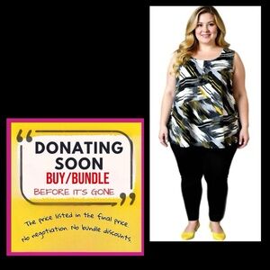 🚨 FINAL SALE 🚨 Jones Studio Plus Size Multicolor Graphic Sleeveless Blouse 1X